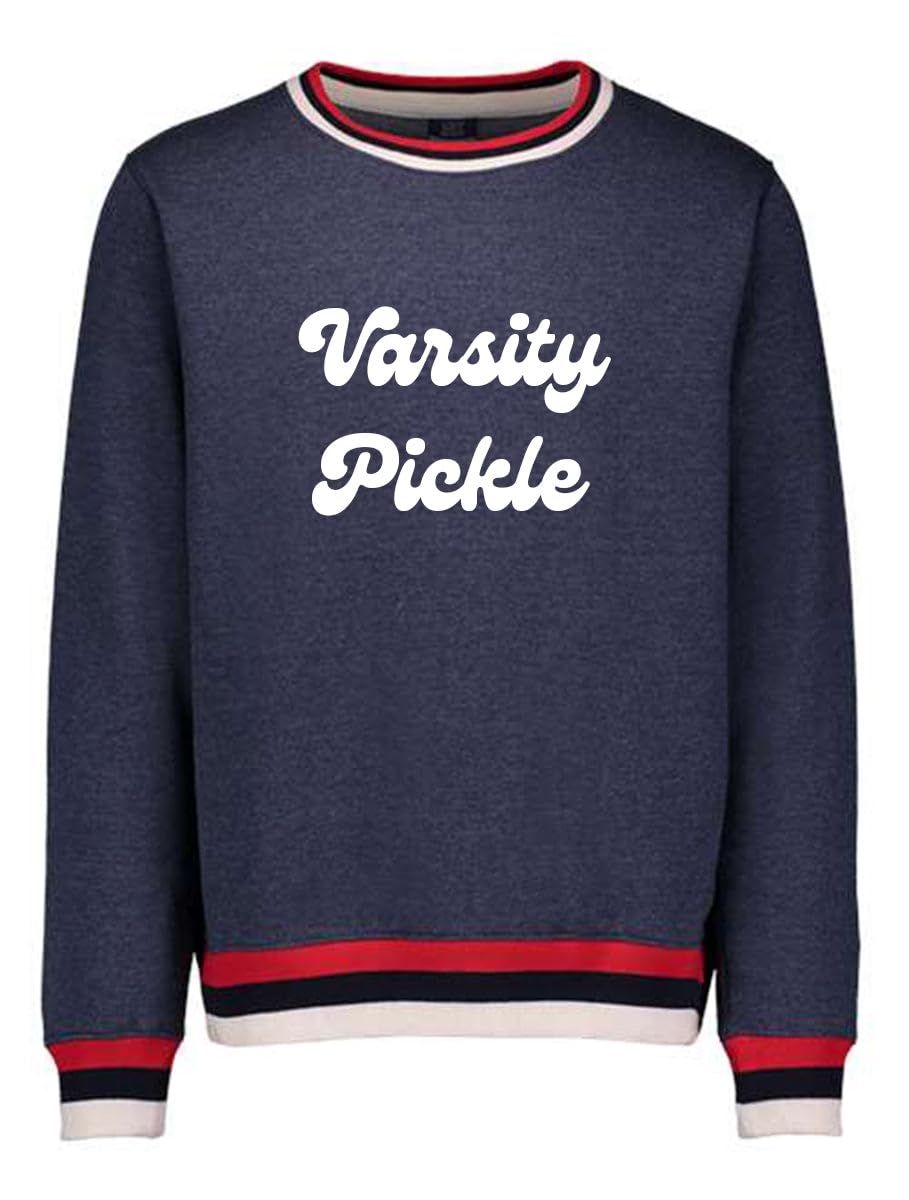 Varsity Pickle Pickleball Sweatshirt - Oversized Unisex - Navy, Red, Cream (XS)