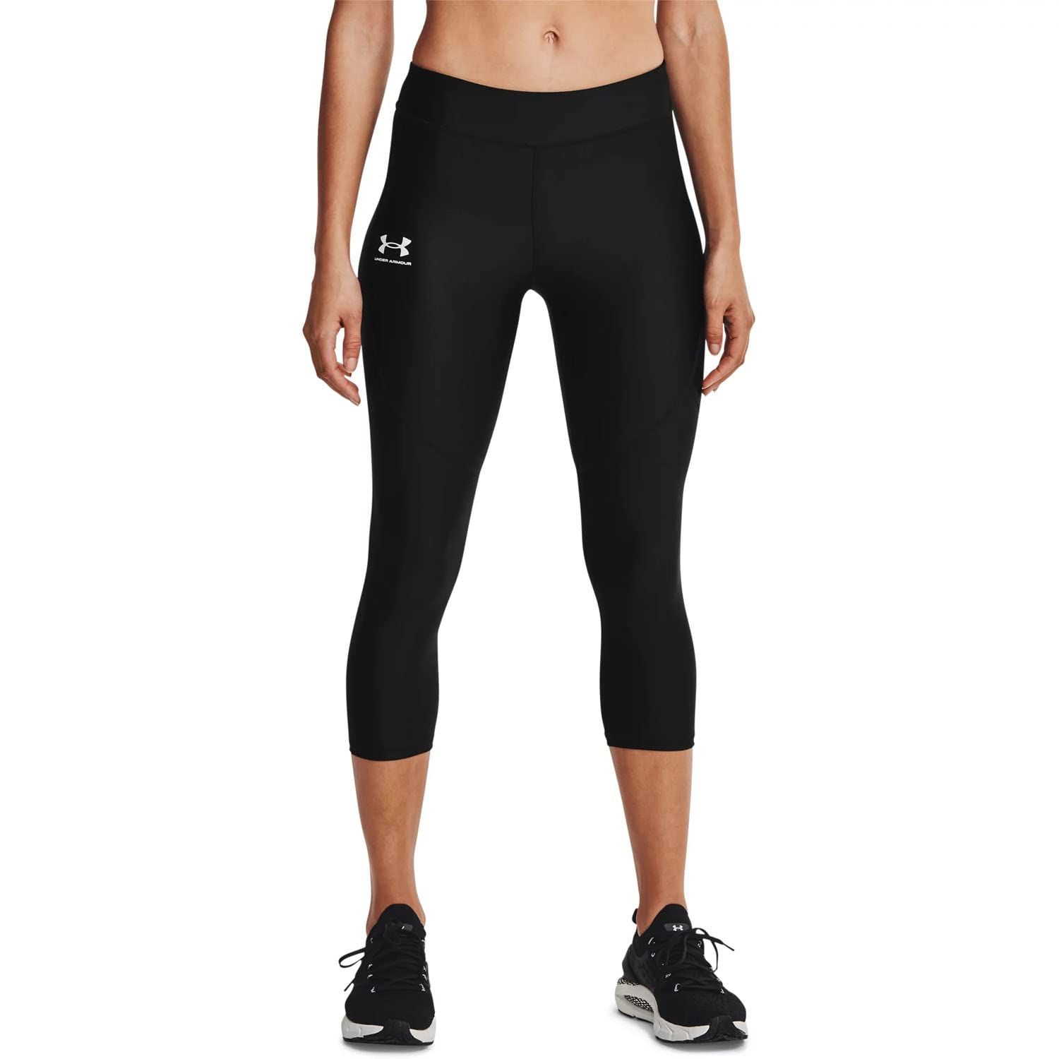 Under Armour Women&#39;s HeatGear Compression 3/4 Leggings (Black/White, S)