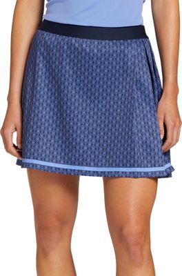 Walter Hagen Women&#39;s Side Pleat Contrast Golf Skort, Argyle Geo Navy Blue