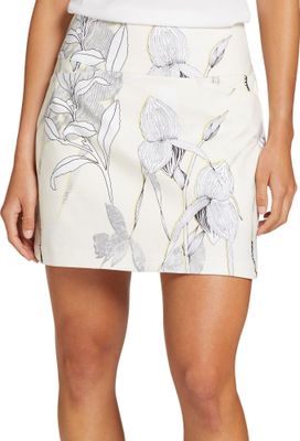 Walter Hagen Women&#39;s 17&#39;&#39; Sculpt Golf Skort, XXL, Linear Botanical Cream White #133a