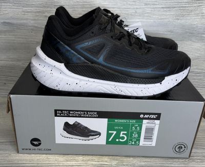 Hi-Tec 1852826 Womens Sneakers 7.5 Black White Iridescent Athletic Running Shoes