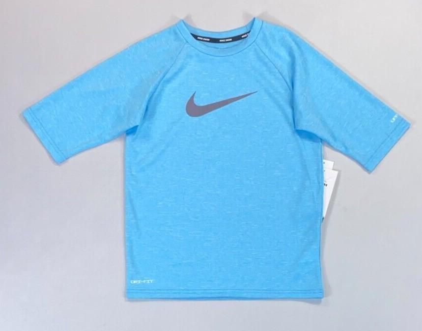 Nike Dri-Fit Boy&#39;s Youth Large UPF 40+ Hydro Half Sleeve Rash Guard Swim Shirt #108