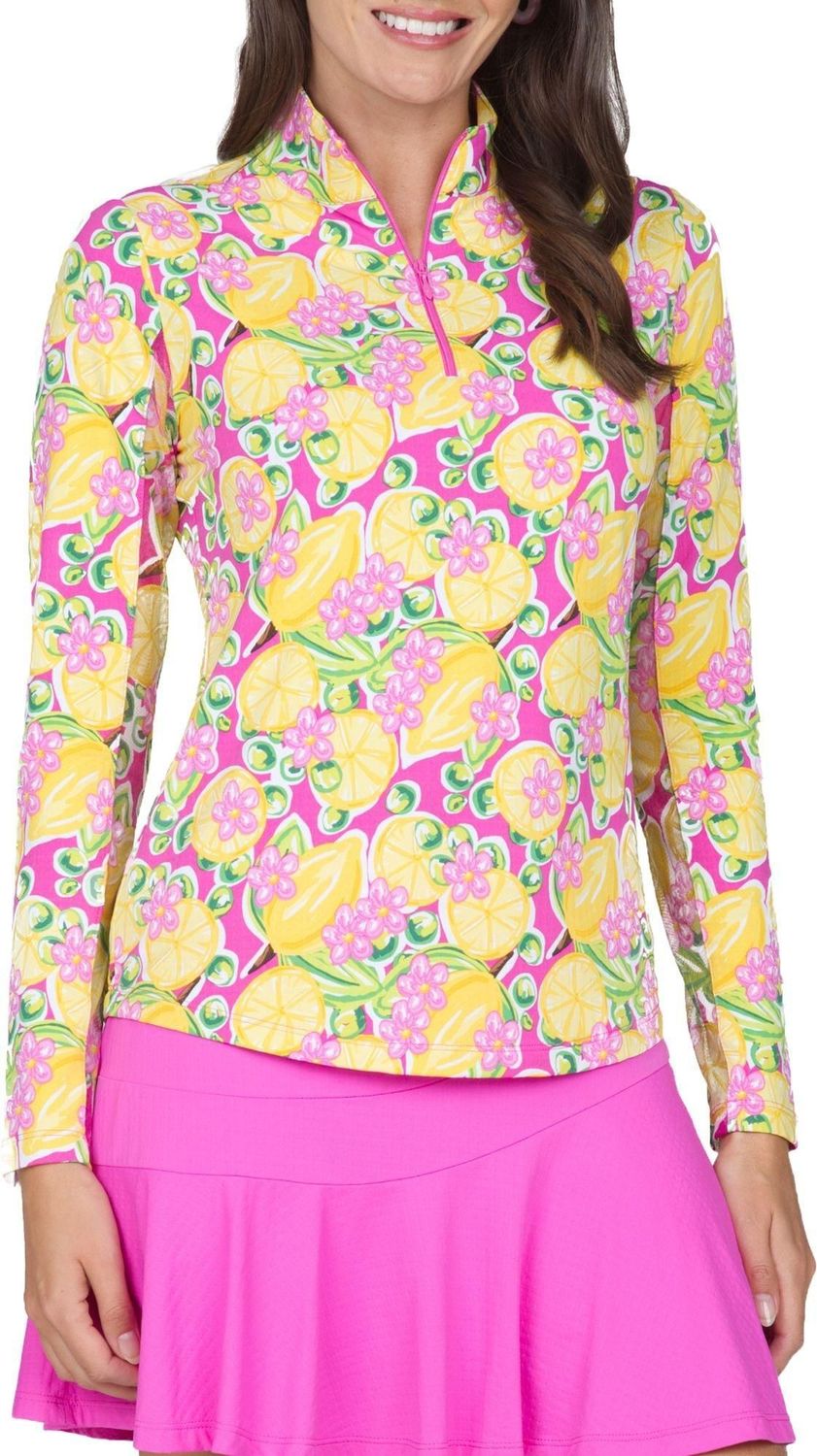 IBKUL Womens Long Sleeve Mock Neck Top  L  Pink #107