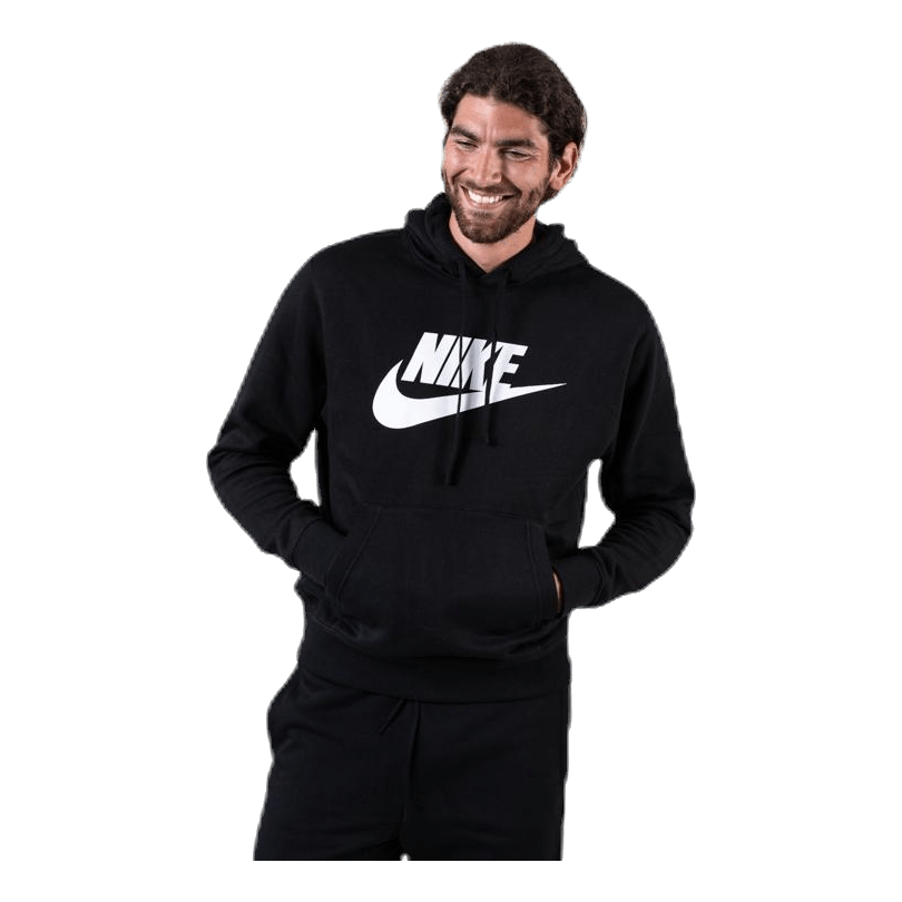 Nike Sportswear Club Fleece Men&#39;s Graphic Pullover Hoodie Medium BLACK/BLACK/WHITE #84