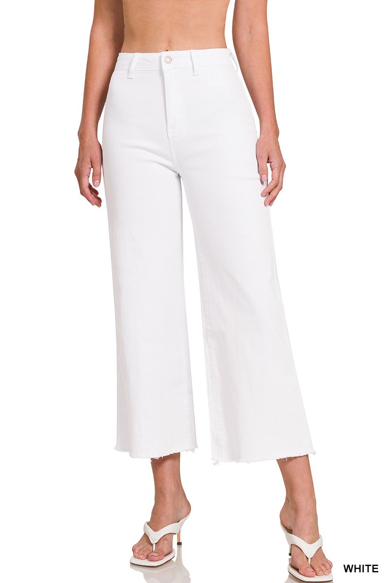 ZENANA Acid Washed High Waist Frayed Hem Straight Pants ZENANA Acid Washed High Waist Frayed Hem Straight Pants