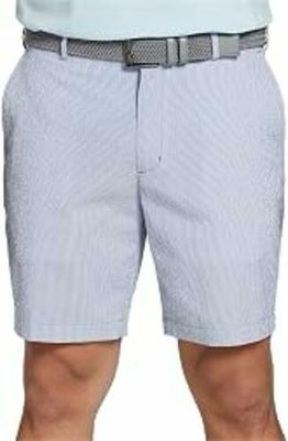 Walter Hagen Mens Golf 9&quot; IS Striped Shorts, Blue/White - Waist 40