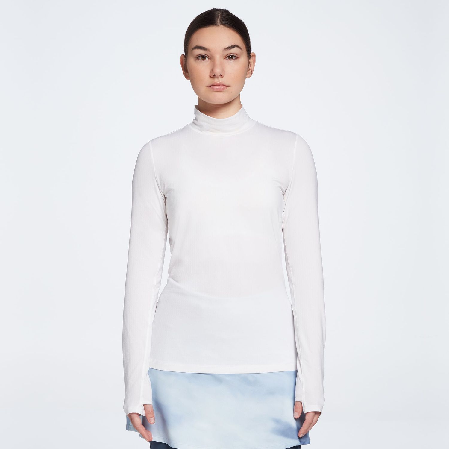 CALIA Women&#39;s Golf UV Protection Mock Neck Long Sleeve Golf Polo, XXL, Pure Whit