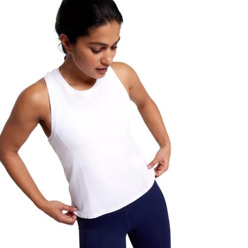 CALIA Women&#39;s Seamless High Neck Race Length Tank Top, XL, Pure White