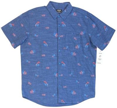 Men&#39;s Hurley OAO Stretch Print Short Sleeve Button Front Shirt L