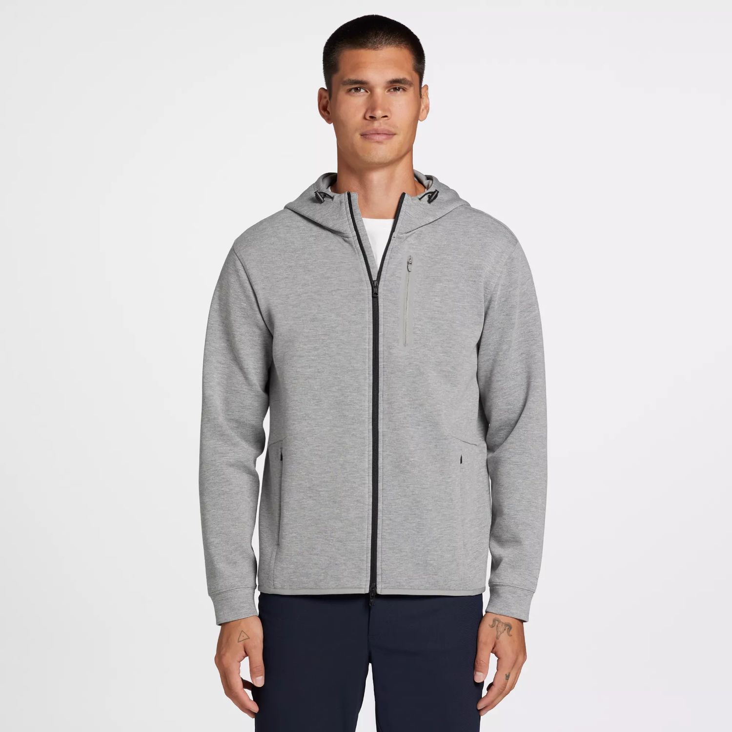 VRST Men&#39;s Pinnacle Fleece Full Zip Hoodie, Small, Mid Grey Heather Gray