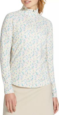 Walter Hagen Women&#39;s Performance 11 UV Suncover 1/4 Zip, Large, Fresco Ditsy Lem