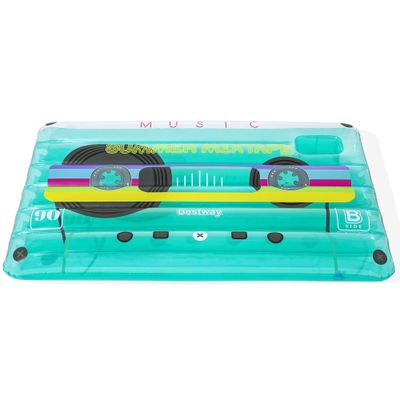 H2O GO Retro Beats Pool Float - 68.5&quot; x 46&quot;, Teal Music Cassette Tape Design