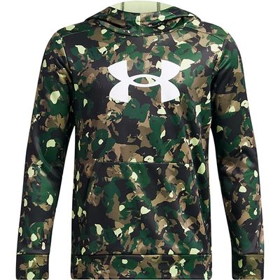 Under Armour Boys&#39; Armour Fleece Big Logo All Over Print Hoodie Forest Green/Whi