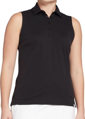 Walter Hagen Women&#39;s Core Pique Sleeveless Golf Polo, Medium, Black