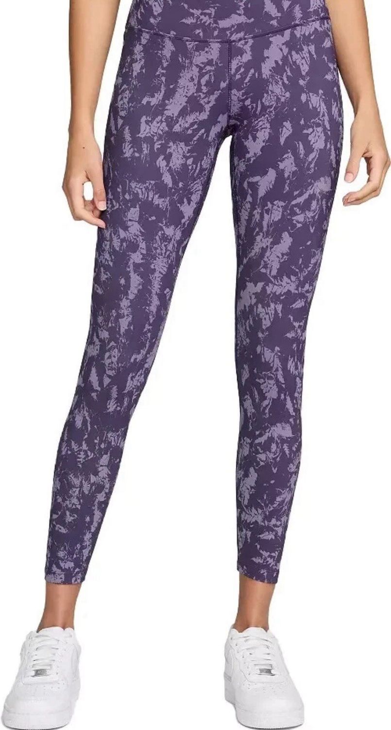 Nike One Women&#39;s High-Waisted 7/8 Printed Purple Leggings~Dri-Fit~XS