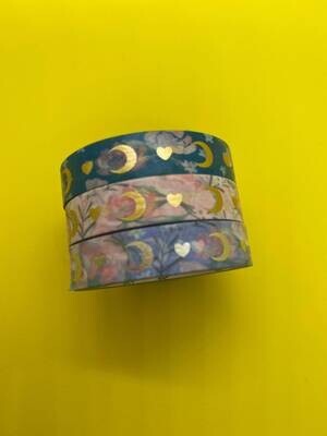 Washi Tape Sample - Simply Gilded 10mm Heart and Moon washi assorted