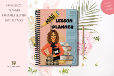 MINI Lesson Planner for Teachers - Pink & Yellow (Polka Dot) Design