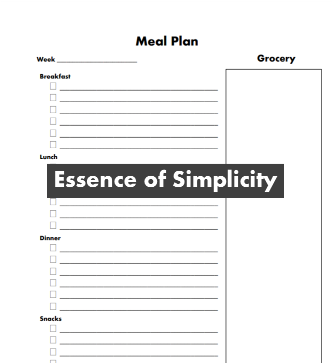 Meal Planning Weekly Page Digital Download