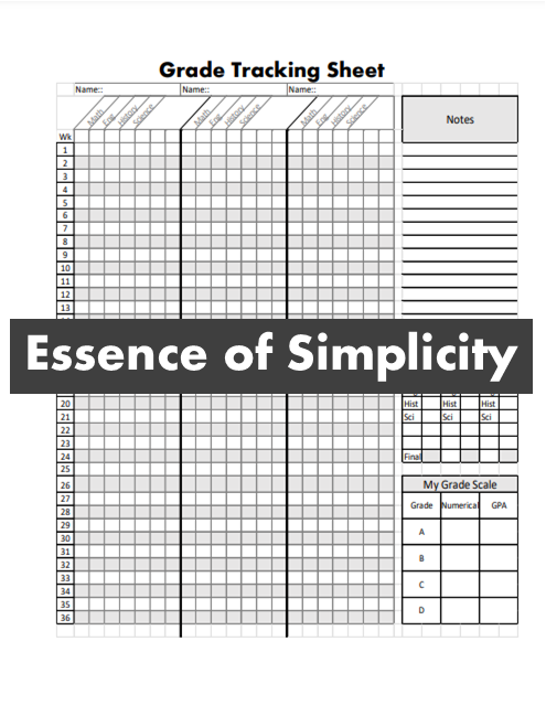 Grade Tracker Page Digital Download