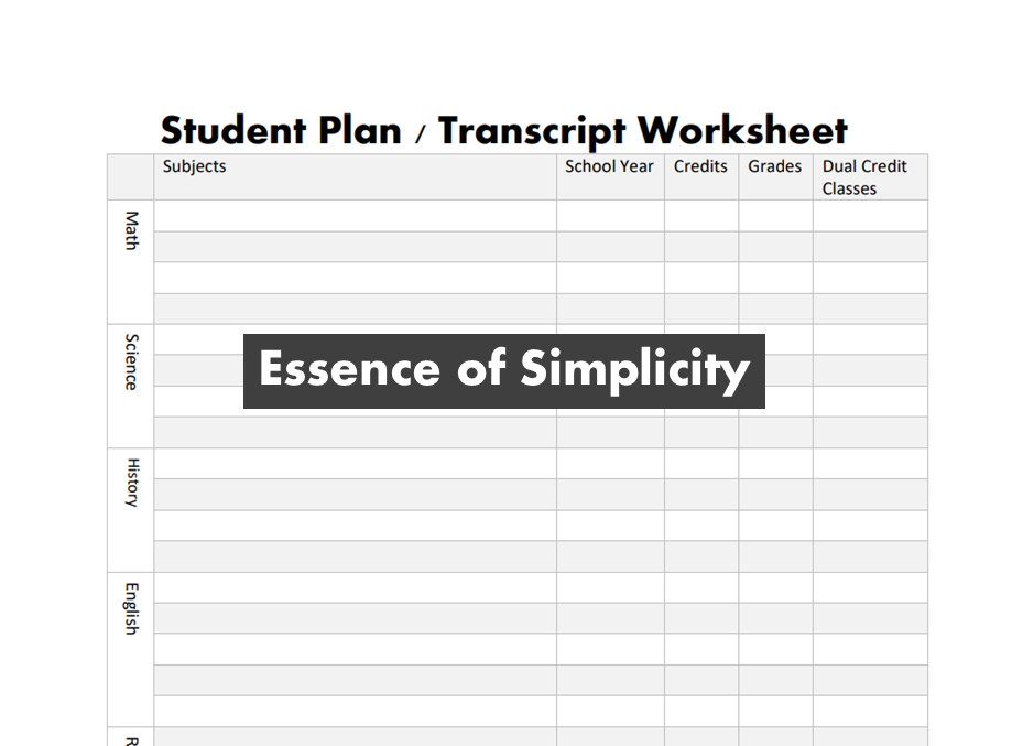Student Plan / Transcript Tracking Page Digital Download