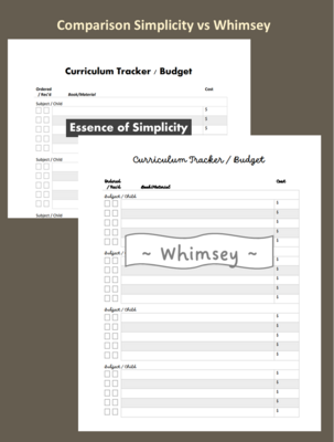 Curriculum Tracker / Budget Tracker Page Digital Download