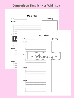 Meal Planning Weekly Page Digital Download