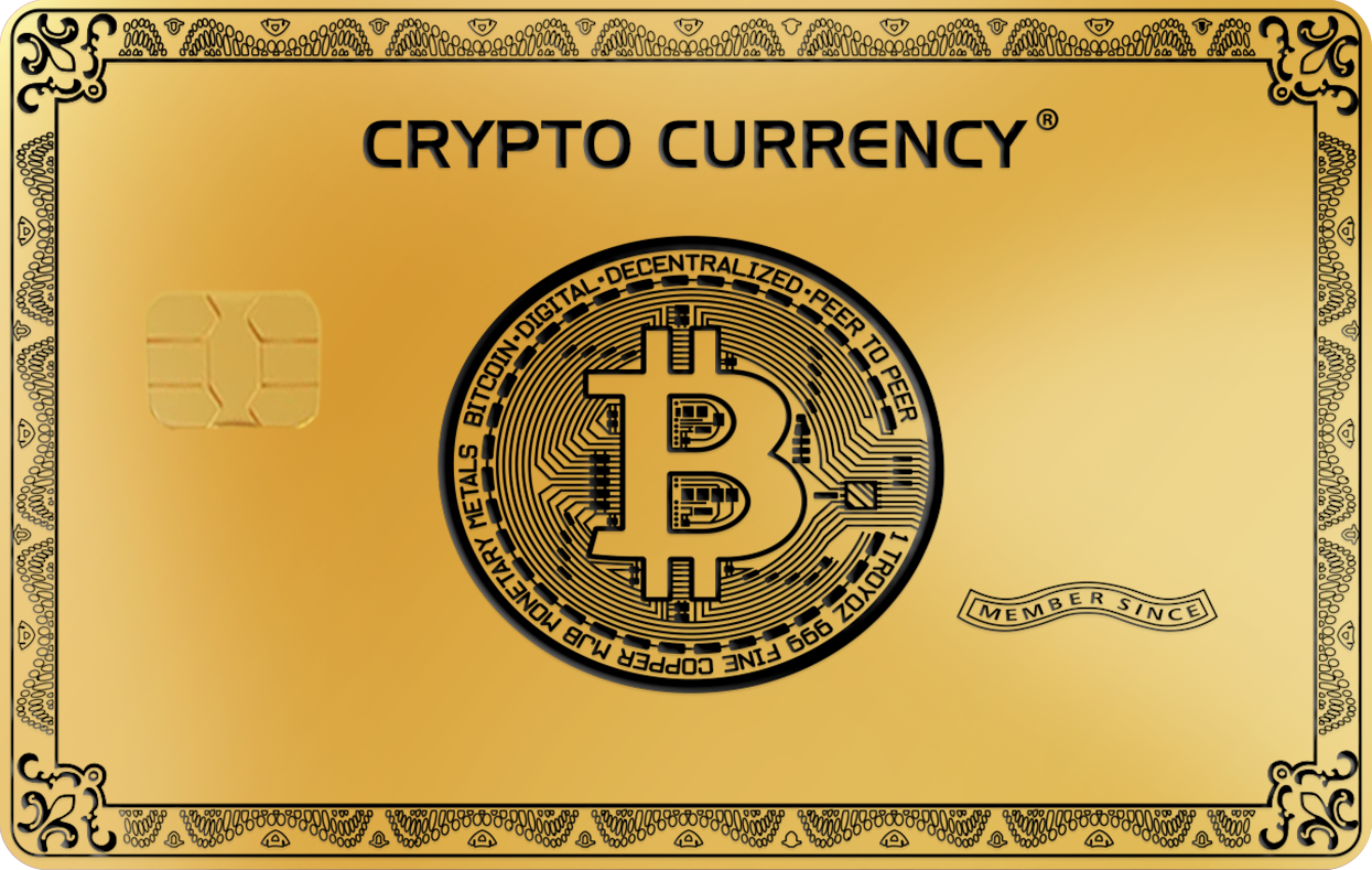 BITCOIN CRYPTO CURRENCY, Card Color Options: 24K Gold Plated