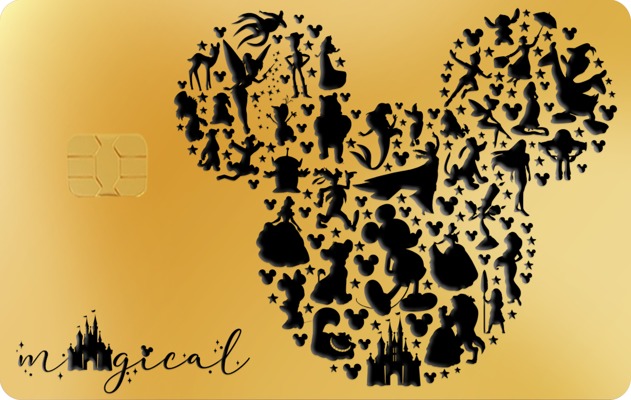 DISNEY CHARACTERS MAGICAL CARD, Card Color Options: 24K Gold Plated