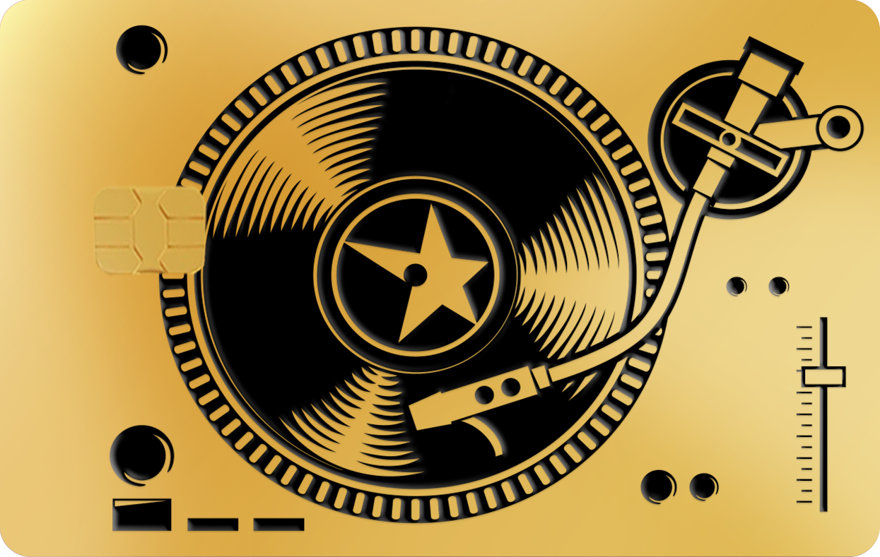 DJ TURNTABLE DJ TURNTABLE, Card Color Options: 24K Gold Plated