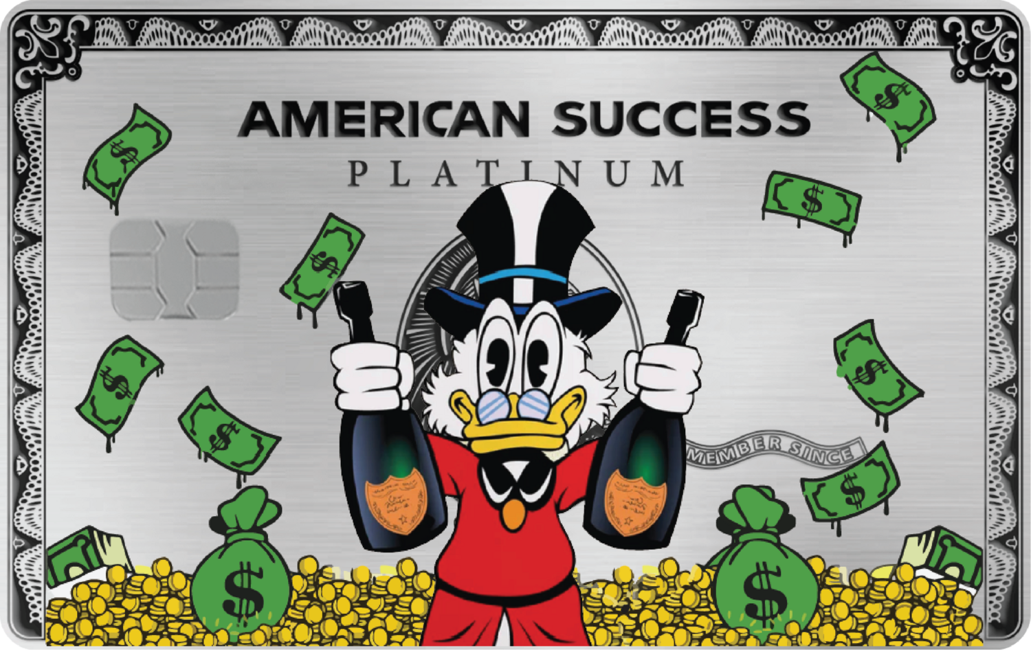 SCROOGE MONEY DON PERIGNON, Card Color Options: Brushed Platinum