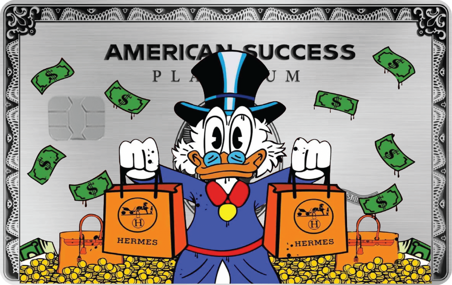 SCROOGE MONEY HERMES SHOPPING, Card Color Options: Brushed Platinum