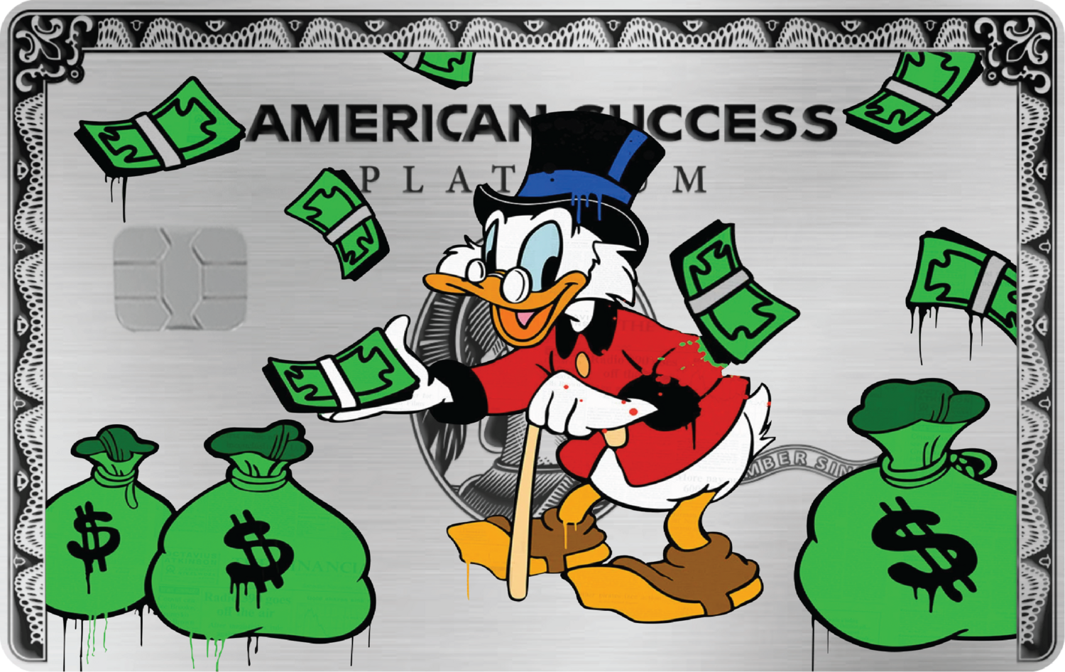 SCROOGE MONEY BAGS, Card Color Options: Brushed Platinum