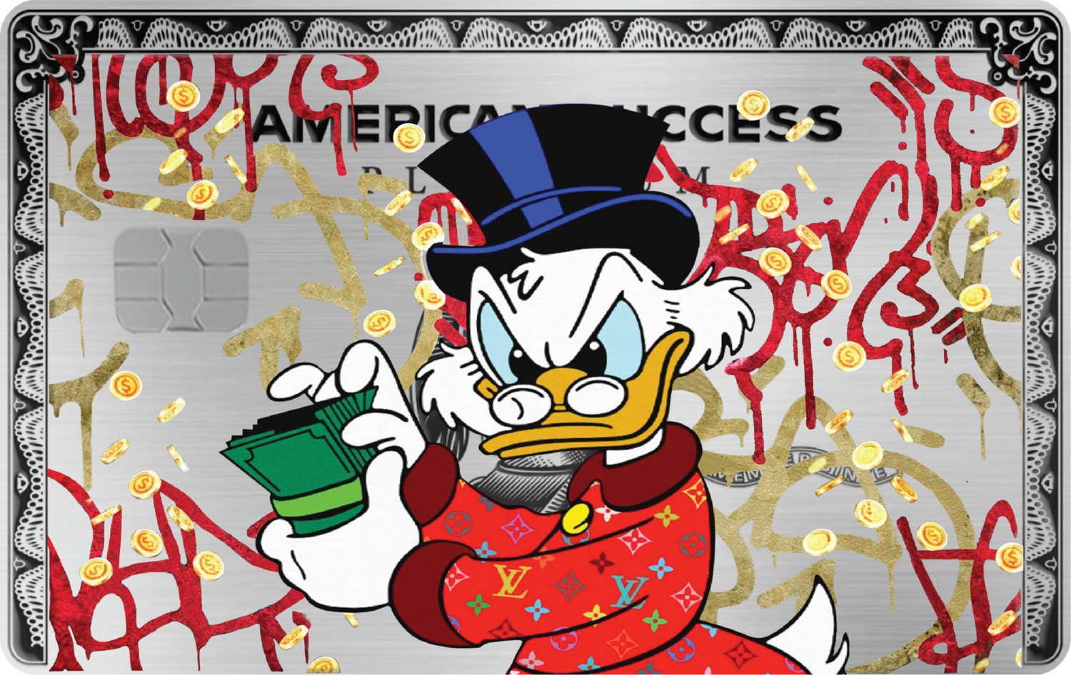 SCROOGE MONEY GRAFFITI, Card Color Options: Brushed Platinum