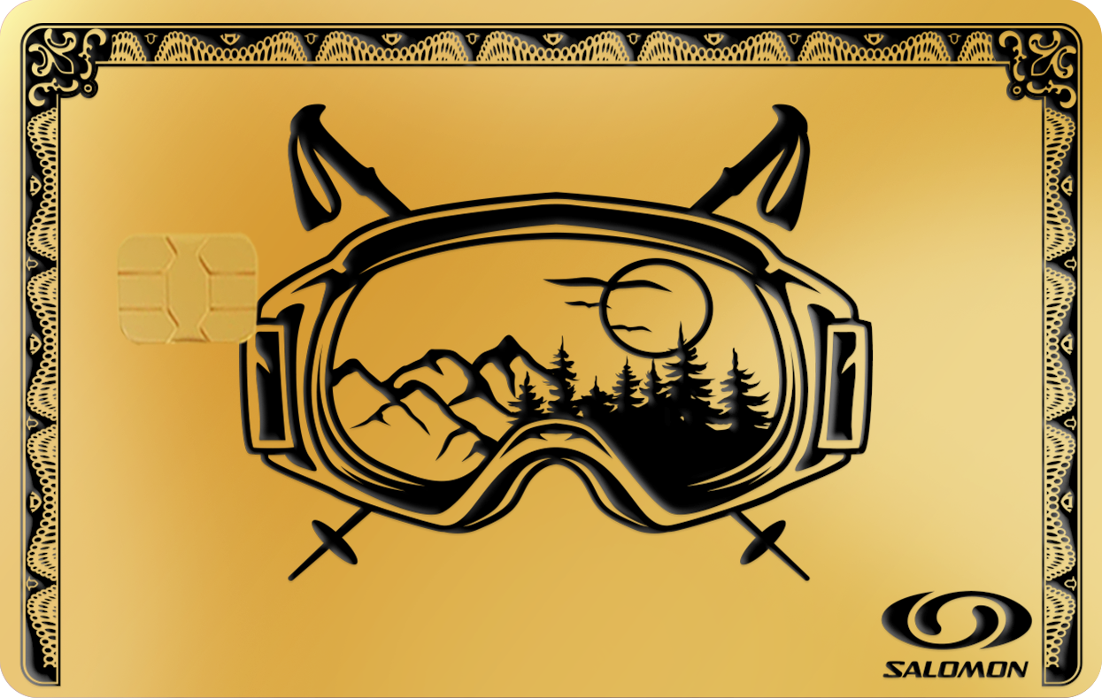 SKI MOUNTAIN VIEW, Card Color Options: 24K Gold Plated