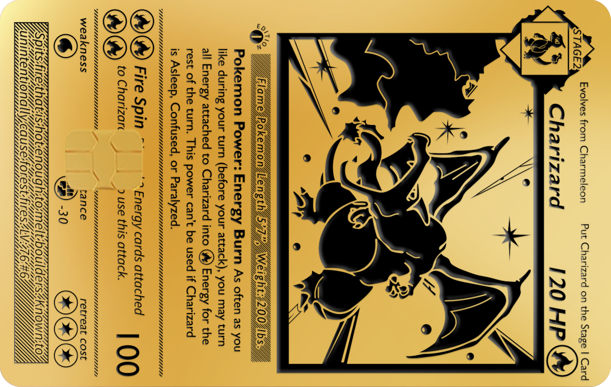CHARIZARD, Card Color Options: 24K Gold Plated