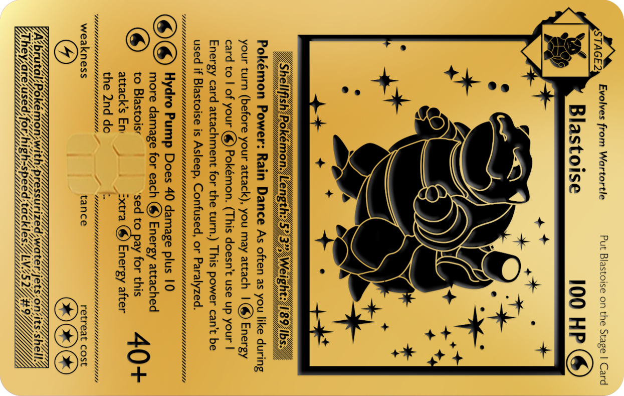 BLASTOISE BLASTOISE, Card Color Options: 24K Gold Plated