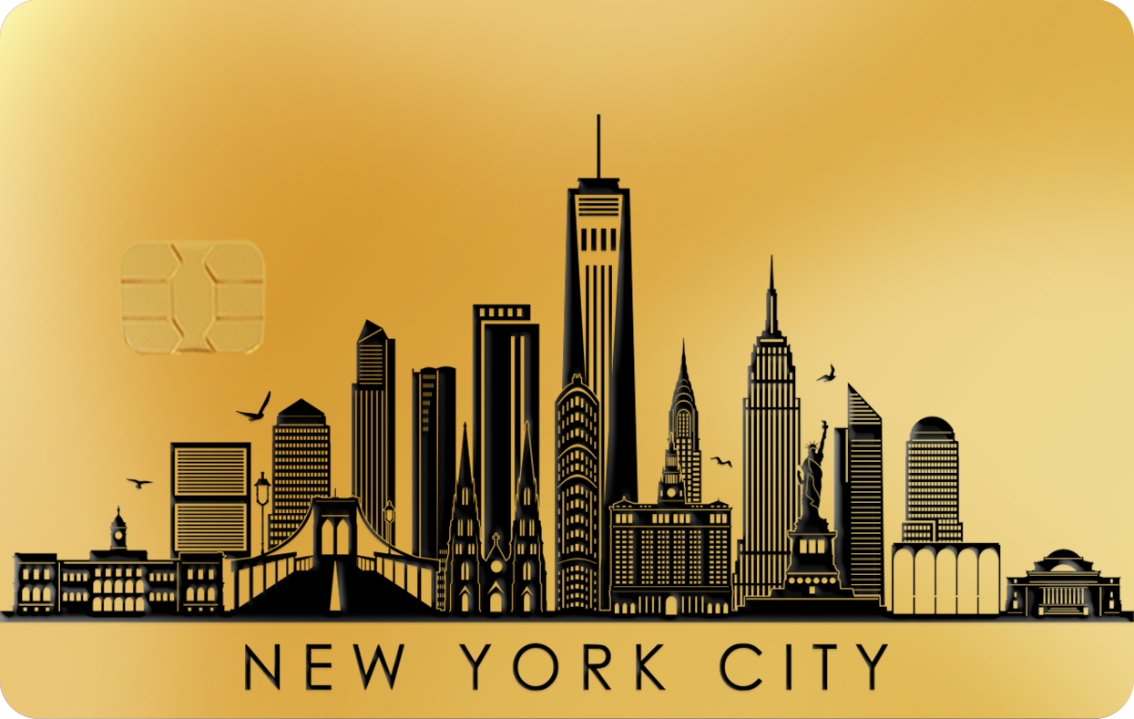 NEW YORK CITY SKYLINE, Card Color Options: 24K Gold Plated