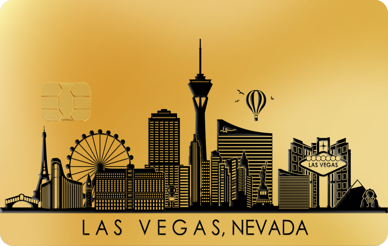 LAS VEGAS SKYLINE LAS VEGAS SKYLINE, Card Color Options: 24K Gold Plated