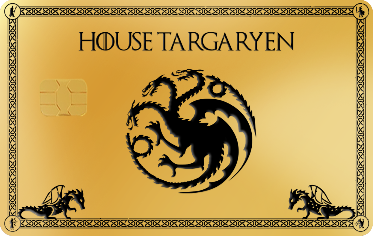 HOUSE TARGARYEN, Card Color Options: 24K Gold Plated