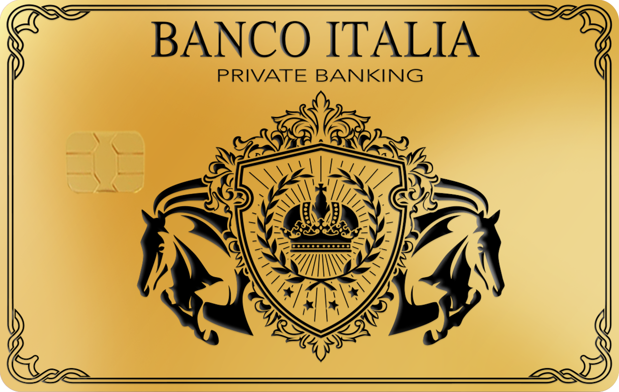 BANCO ITALIA PRIVATE BANKING, Card Color Options: 24K Gold Plated