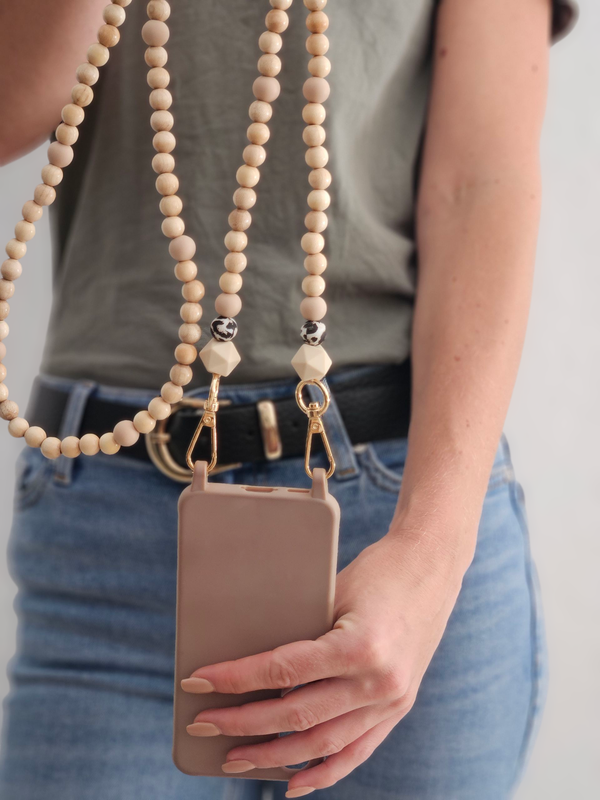Handykette Leo aus Silikon- & Holzperlen