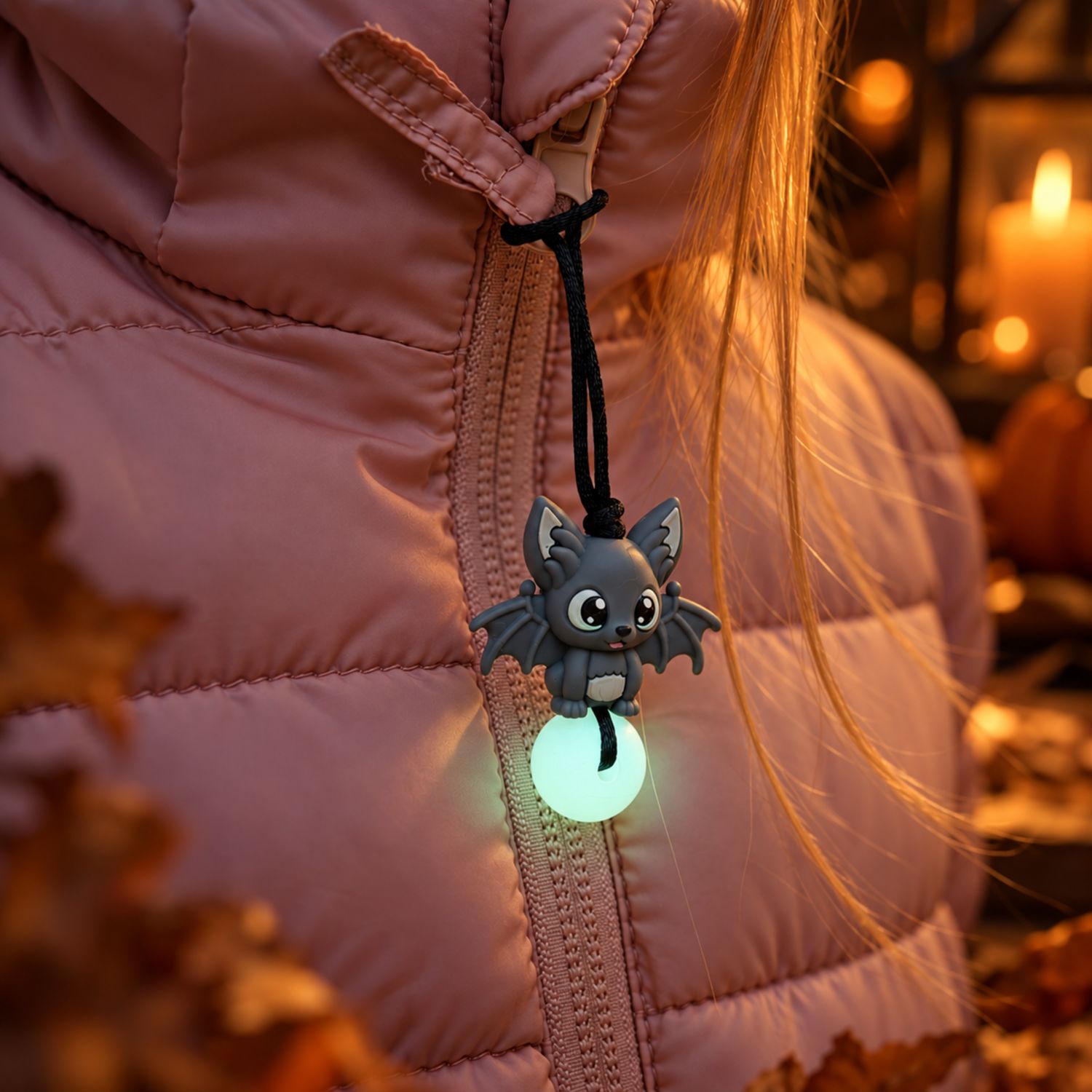 Halloween Reißverschlussanhänger für Kinder | Fledermaus & Kürbis
