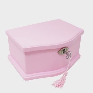 Pale Pink timber Music Box with Key