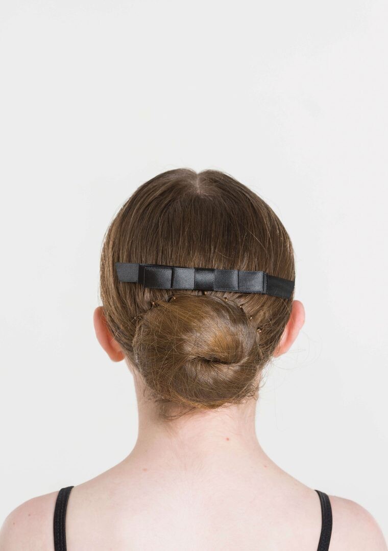 Satin Hair bow on Comb, Colour: Black