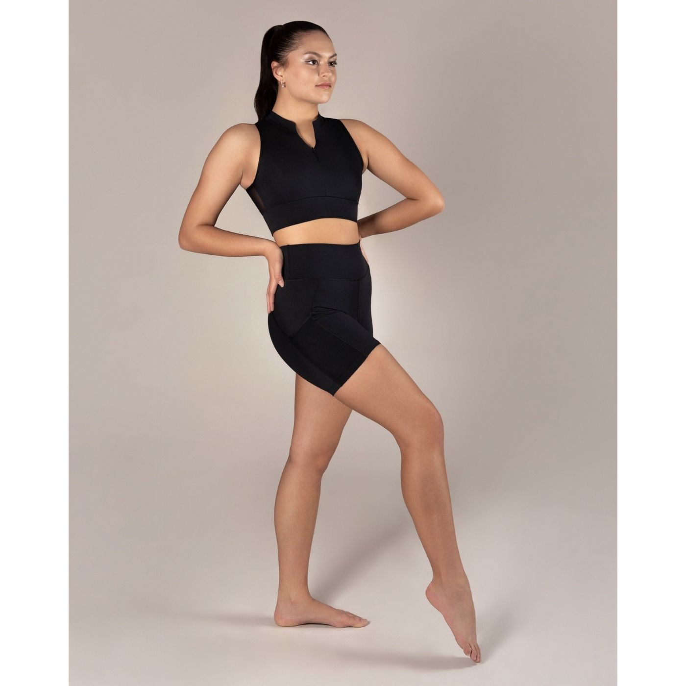 Kity Zip Crop Top, Colour: BLK, Size: CH-LGE