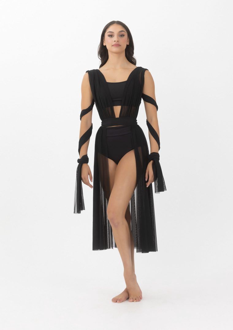 Convertible Mesh Dress, Colour: Black, Size: Adult S/M