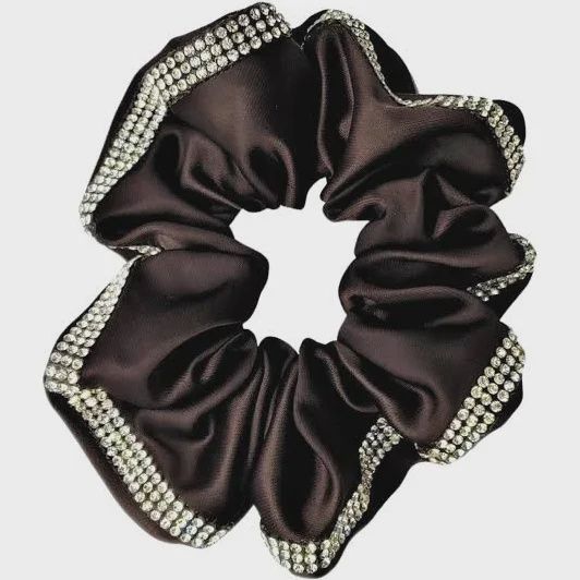 Black Diamante Scrunchie, Colour: Black Diamante
