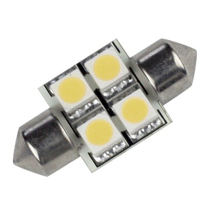 Lunasea Pointed Festoon 4 LED Light Bulb - 31mm - Cool White