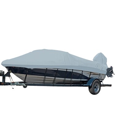 Carver Performance Poly-Guard Styled-to-Fit Boat Cover f/18.5' V-Hull Runabout Boats w/Windshield & Hand/Bow Rails - Grey