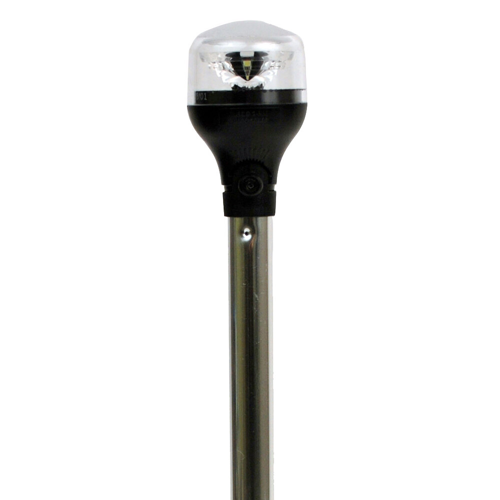 Attwood LightArmor All-Around Light - 12" Aluminum Pole - Black Vertical Composite Base w/Adapter